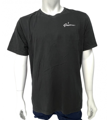 Черная мужская футболка с большим принтом на спине  №535
