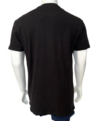 Мужская черная футболка K S C Y с бело-бежевой вставкой  №557