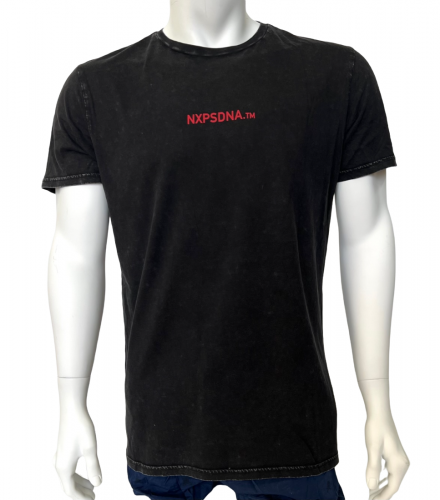 Черная мужская футболка NXP с красными звездами  №546