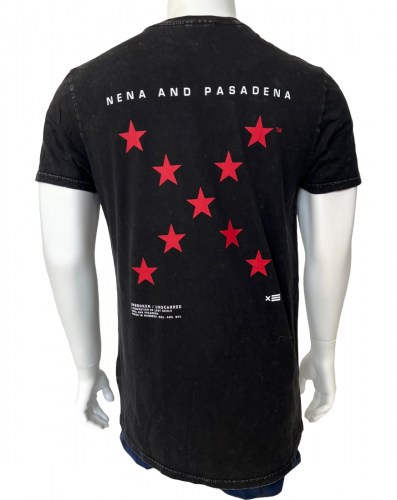 Черная мужская футболка NXP с красными звездами  №546