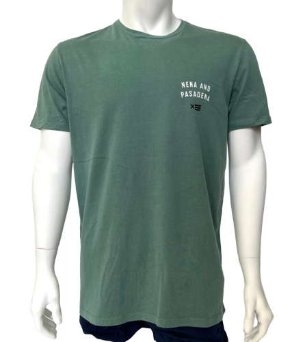 Зеленая мужская футболка NXP с бело-черным принтом  №555