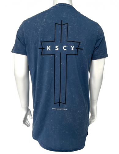 Серо-синяя мужская футболка K S C Y  №516