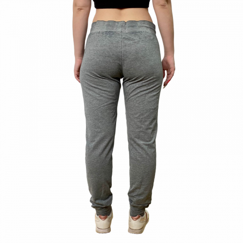 Серые спортивные женские штаны – стильные joggers с ретро принтом №631