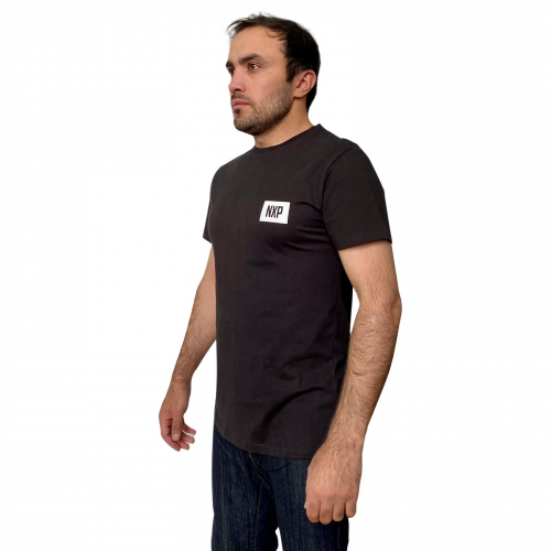 Брендовая мужская футболка NXP –  черная однотонная классика в стиле David Beckham №205