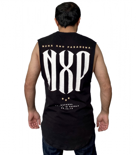 Мужская длинная майка NXP – хитовое молодежное направление, иллюзия пренебрежения модой №408