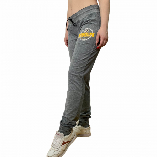 Серые спортивные женские штаны – стильные joggers с ретро принтом №631
