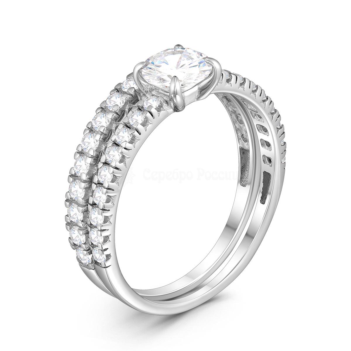 Серьги женские из серебра с фианитами родированные 925 пробы 2-356р200