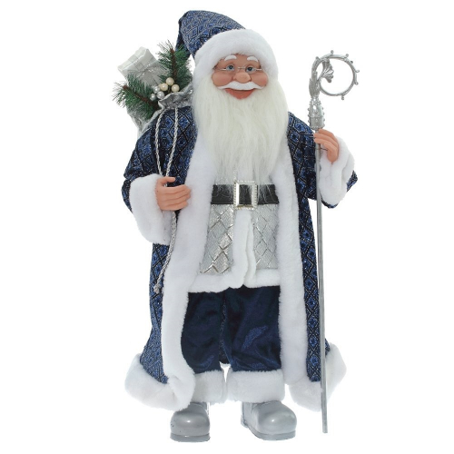 Дед Мороз с серебряным посохом и мешком, 80 см