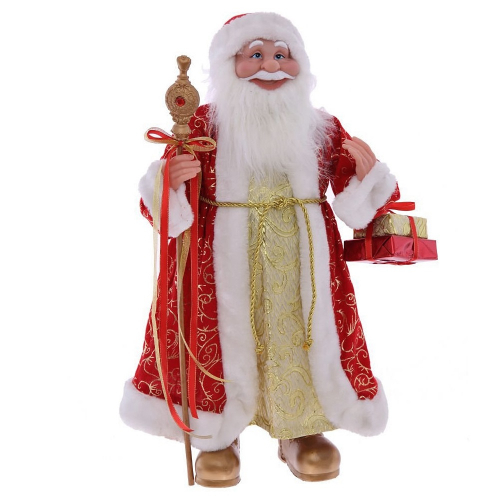 Дед Мороз с золотым посохом и подарками, 60 см