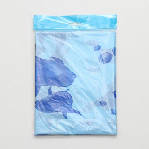 Штора для ванной «Дельфины», 180×180 см, полиэтилен, цвет голубой