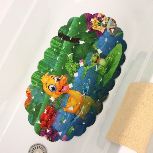 SPA-коврик для ванны на присосках Доляна «Утёнок и Лягушонок», 36×67 см