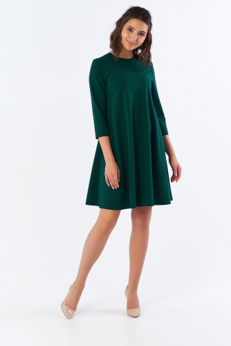 Платье короткое свободное темно-зеленое