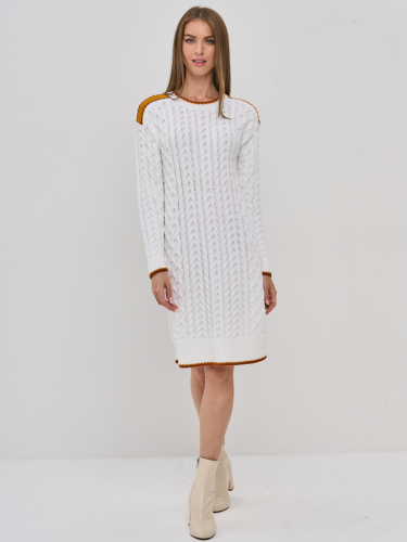 Платье женское 7232-20026; 10054/096/239 белый/кленовый сироп/медовый