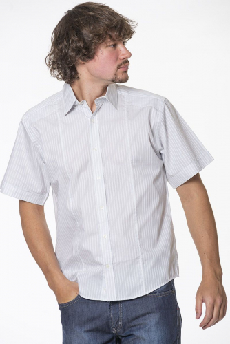 Белая рубашка с коротким рукавом в мелкую полоску - Remo Danielli