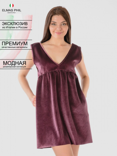 Бордовое платье-мини из бархатистой ткани - Elmas Phil