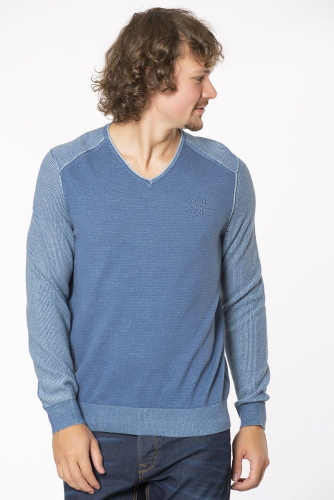 Тонкий голубой хлопковый пуловер - Lerros