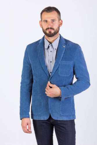 Вельветовый классический пиджак голубого цвета - Lerros