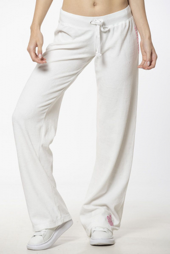 Велюровые брюки прямого кроя с принтом - Status Moda