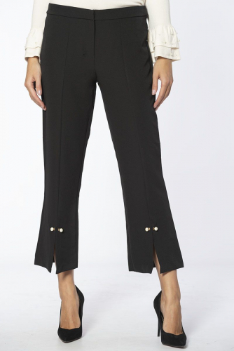 Чёрные укороченные брюки с декоративной отделкой - Rinascimento