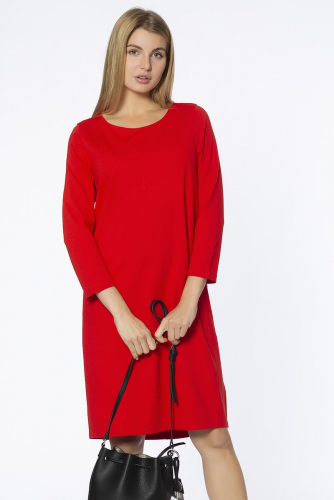 Красное платье свободного кроя с длинным рукавом - Marc O'Polo