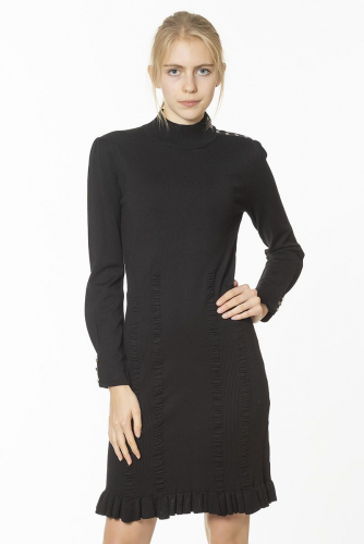 Чёрное платье с ажурными вставками - Yuka