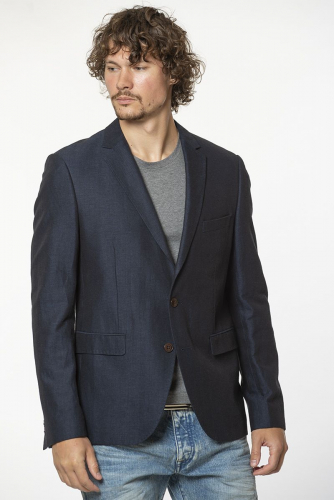 Тёмно-синий льняной пиджак с добавлением вискозы в стиле casual - Marc O'Polo