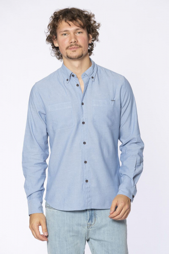 Голубая хлопковая рубашка с налокотниками - Lee Cooper