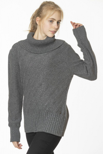Серый хлопковый свитер с металлизированной нитью - Zero