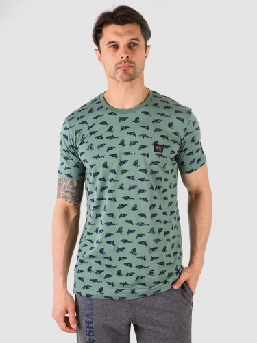 Зеленая футболка с принтом - Paul & Shark