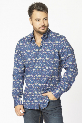 Голубая рубашка с цветочным принтом MODERN FIT - Lerros