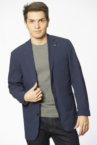 Синий пиджак с накладными карманами из фактурной ткани - Marc O'Polo