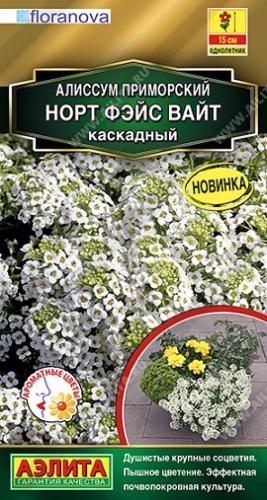 Цветы Алиссум Норт фэйс ВАЙТ каскадный 12 шт ц/п Аэлита (однол.)