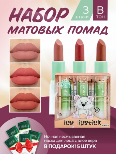 NJ Cosmetics Подарочный набор матовых помад для губ, тон B