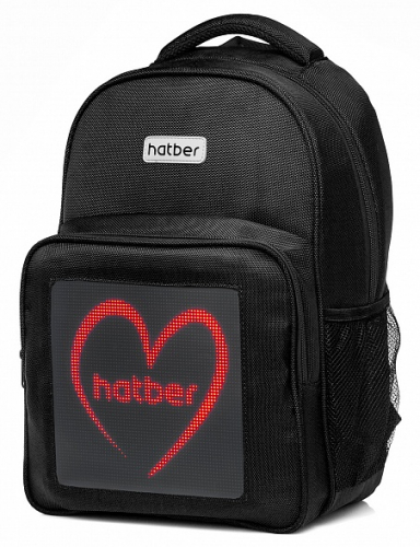 Рюкзак Hatber LED Joy 46х32х18см полиэстер 1 отделение, 3 кармана, отделение для ноутбука  Черный