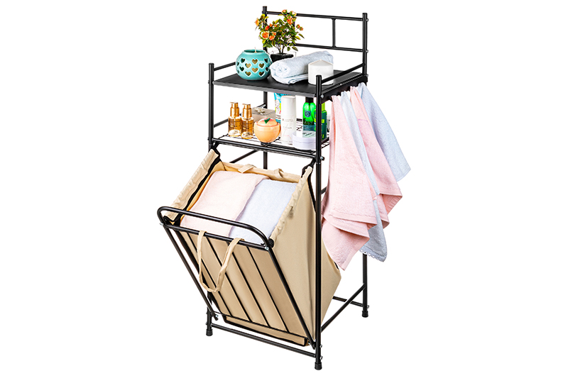 Стеллаж с 2-мя полками и корзиной для белья 40*35*105 см