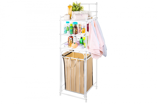 Стеллаж с 3-мя полками и корзиной для белья 40*35*125 см 