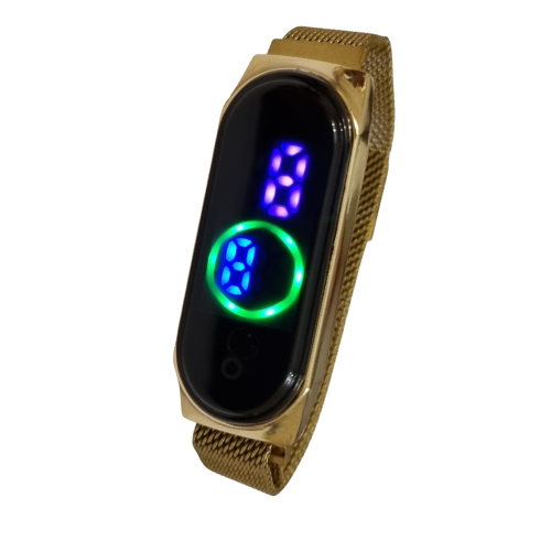 LED часы на магнитной застежке жёлтый цвет. Купить оптом и в розницу в интернет магазине.