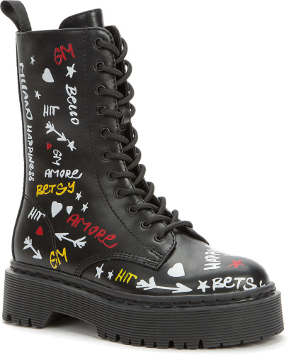928353/05-03U черный/разноцветный иск.кожа детские (для девочек) ботинки (О-З 2022)