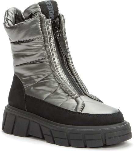 528206/21-03 т.серебряный/черный нейлон/иск.нубук детские (для девочек) ботинки (О-З 2022)