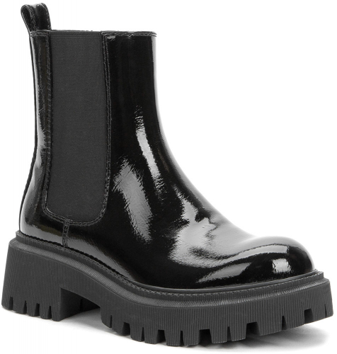 928352/04-01U черный иск.кожа лак/текстиль детские (для девочек) ботинки (О-З 2022)