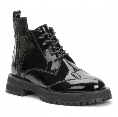 928357/11-01 черный иск.кожа лак/текстиль детские (для девочек) ботинки (О-З 2022)
