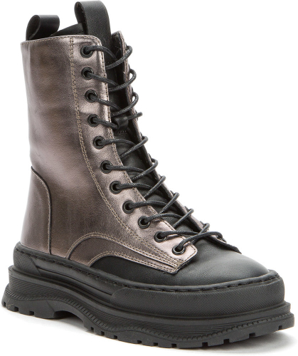 528109/12-05 бронзовый/черный иск.кожа детские (для девочек) ботинки (О-З 2022)