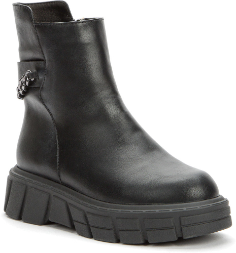 528206/30-01 черный иск.кожа детские (для девочек) ботинки (О-З 2022)