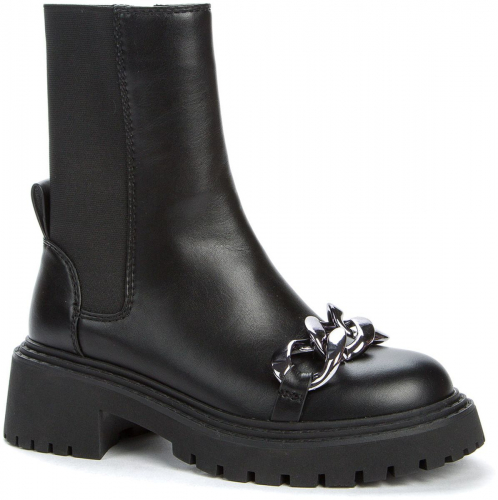 928358/12-01 черный иск.кожа/текстиль детские (для девочек) ботинки (О-З 2022)
