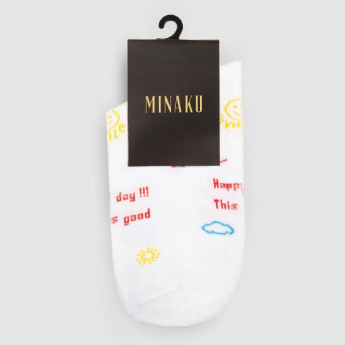 Носки женские MINAKU «Happy day», цвет белый, размер 38-39 (25 см)