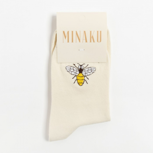 Носки женские MINAKU «Нoneybee», цвет молочный, размер 36-37 (23 см)