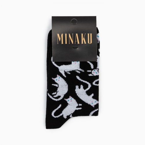 Носки MINAKU «Котики», цвет чёрный, размер 38-39 (25 см)
