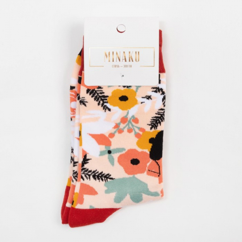 Носки женские MINAKU «Цветы», размер 36-41 (23-27 см)