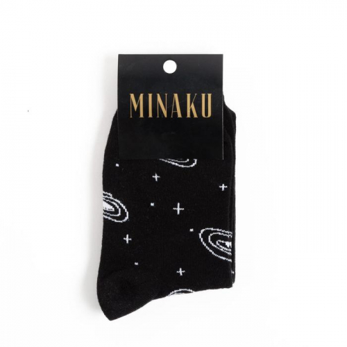 Носки женские MINAKU «Космос», цвет чёрный, размер 36-37 (23 см)