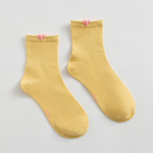 Носки женские MINAKU «Сердечки», цвет желтый, размер 36-39 (23-25 см)
